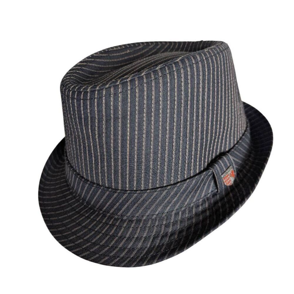 Cassel Goorin Black Brown Striped Fedora cap hat men's large
